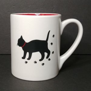 Cute Cat Coffee Tea Mug with Cheerful Bright Red Interior N-D Brand NWOT